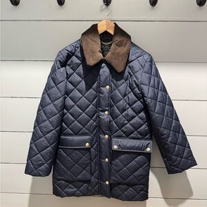 🤎 J.Crew Heritage Petite Quilted Barn Jacket Primaloft Navy Size Small